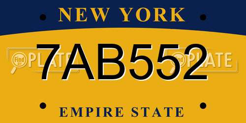 7AB552 New York License Plate