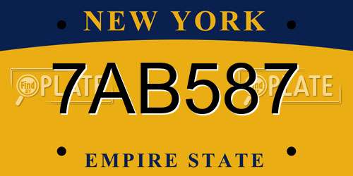 7AB587 New York License Plate