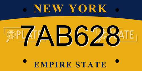 7AB628 New York License Plate