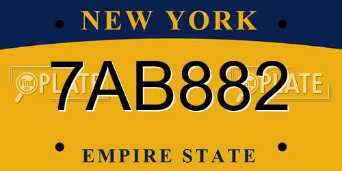 7AB882 New York License Plate