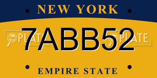 7ABB52 New York License Plate