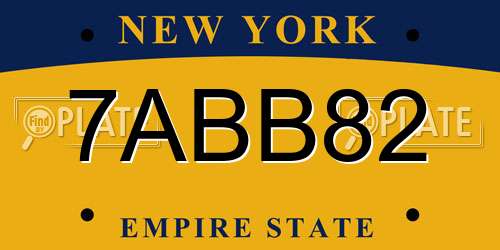 7ABB82 New York License Plate