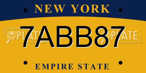 7ABB87 New York License Plate