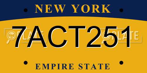 7ACT251 New York License Plate