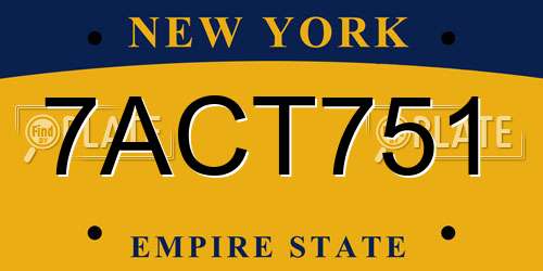 7ACT751 New York License Plate