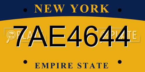 7AE4644 New York License Plate