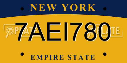 7AEI780 New York License Plate