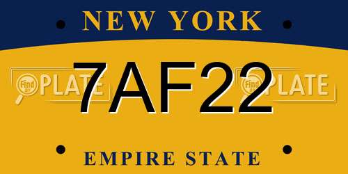 7AF22 New York License Plate