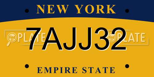 7AJJ32 New York License Plate