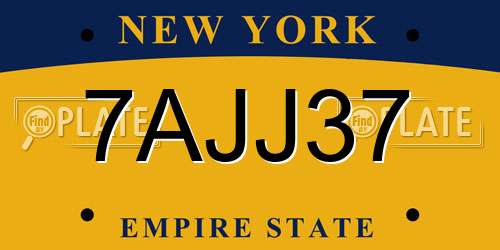 7AJJ37 New York License Plate