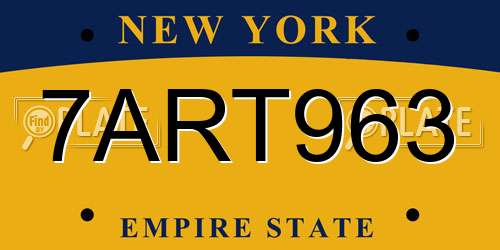 7ART963 New York License Plate