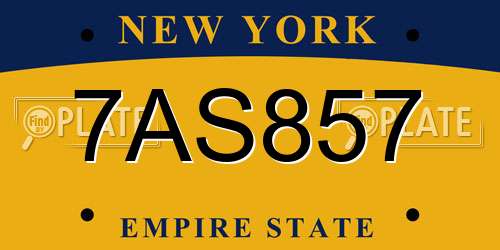 7AS857 New York License Plate
