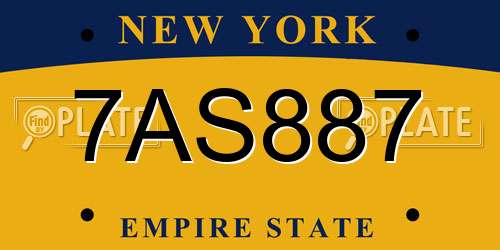 7AS887 New York License Plate