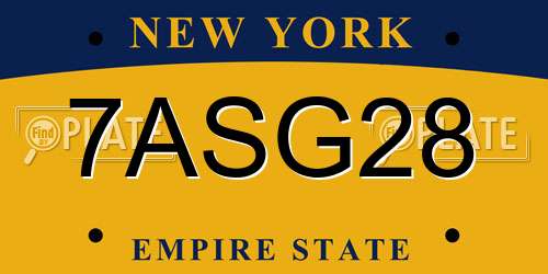 7ASG28 New York License Plate