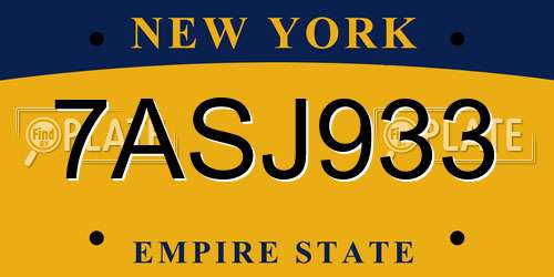 7ASJ933 New York License Plate