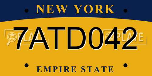 7ATD042 New York License Plate