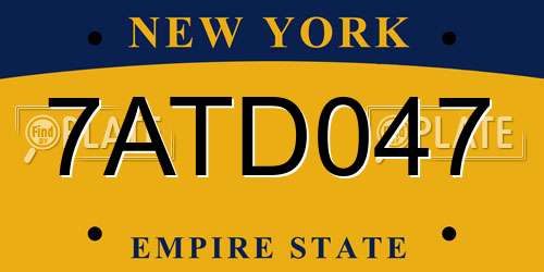 7ATD047 New York License Plate