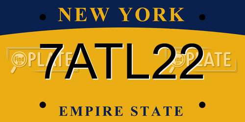 7ATL22 New York License Plate