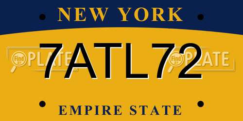 7ATL72 New York License Plate