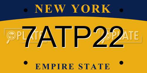 7ATP22 New York License Plate