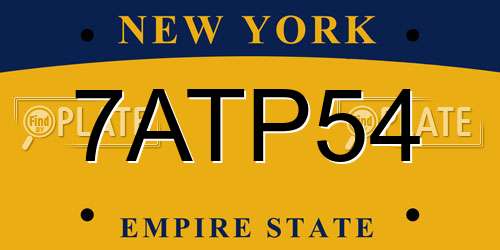 7ATP54 New York License Plate