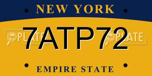 7ATP72 New York License Plate