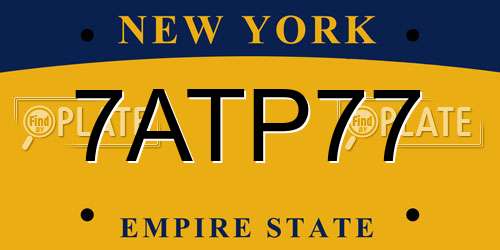 7ATP77 New York License Plate