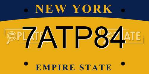7ATP84 New York License Plate