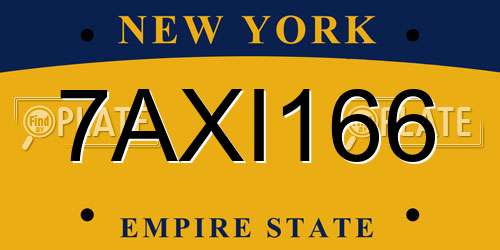7AXI166 New York License Plate