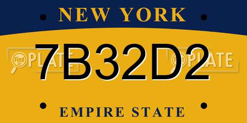 7B32D2 New York License Plate