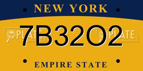 7B32O2 New York License Plate