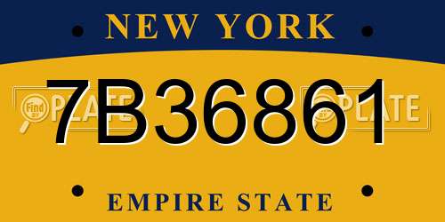 7B36861 New York License Plate
