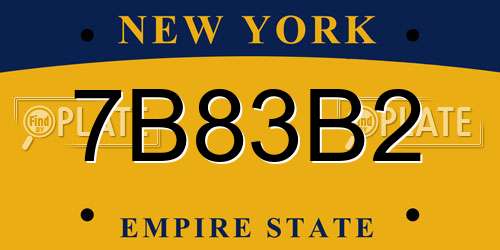 7B83B2 New York License Plate