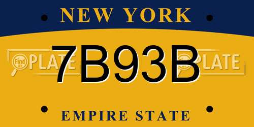 7B93B New York License Plate