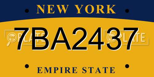 7BA2437 New York License Plate