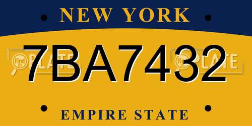 7BA7432 New York License Plate