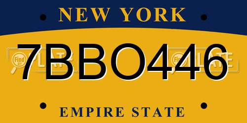 7BBO446 New York License Plate