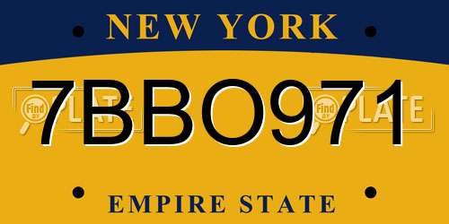 7BBO971 New York License Plate