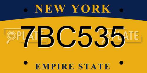 7BC535 New York License Plate
