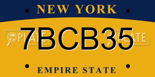 7BCB35 New York License Plate