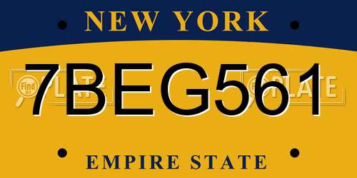 7BEG561 New York License Plate