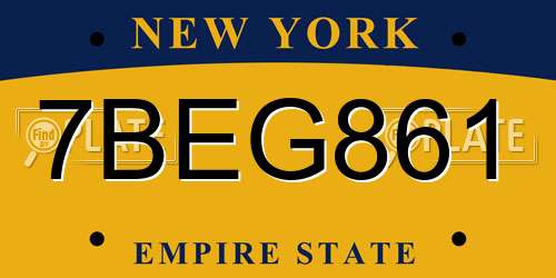 7BEG861 New York License Plate
