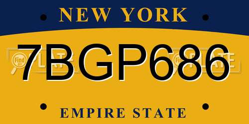 7BGP686 New York License Plate