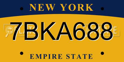 7BKA688 New York License Plate
