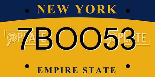 7BOO53 New York License Plate