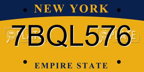 7BQL576 New York License Plate
