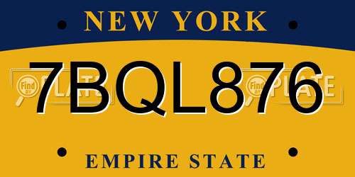 7BQL876 New York License Plate