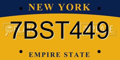 7BST449 New York License Plate