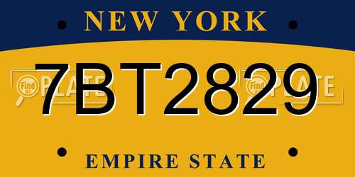 7BT2829 New York License Plate