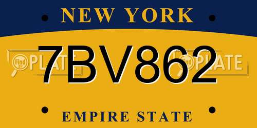 7BV862 New York License Plate